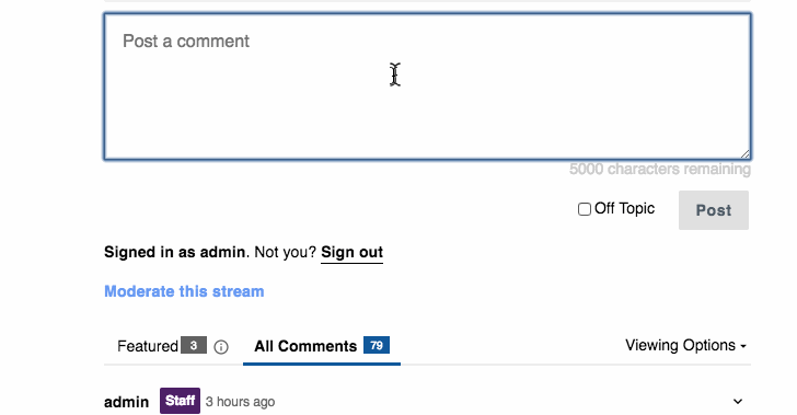 [ANIMATED IMAGE] A comment box where someone types a swearword and the system posts a message saying that the comment may breach the guidelines, and that the commenter has one chance to re-edit or submit anyway.