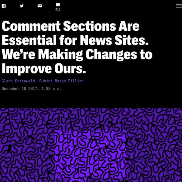 A story from The Intercept about the relaunch of their comments with Talk