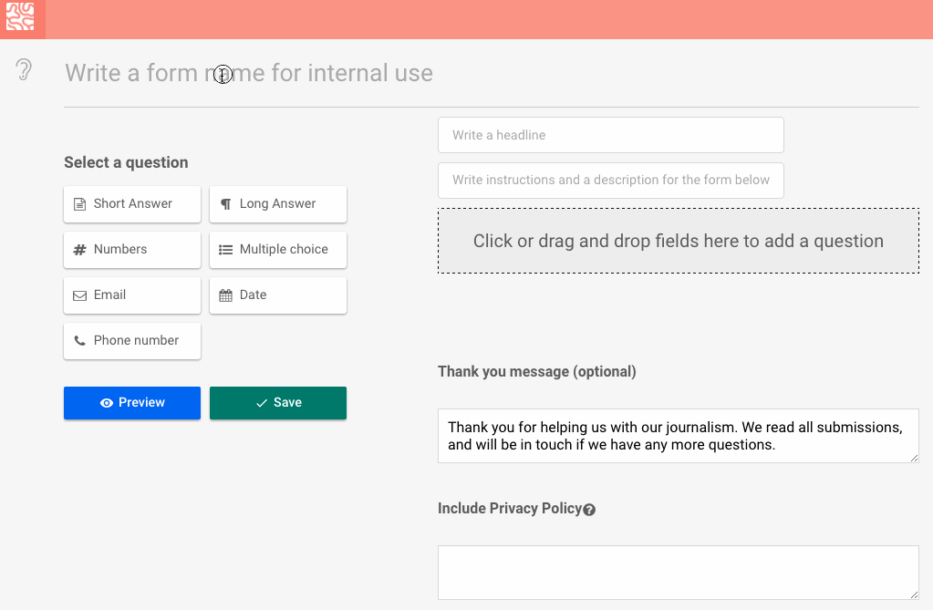 A gif of an Ask form