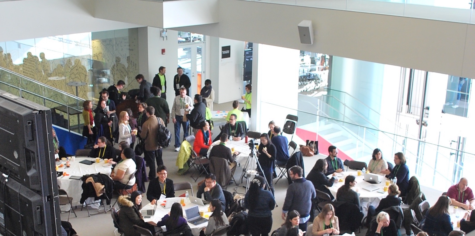 Overhead view of attendees from The Coral Project's 'Beyond Comments' event (Image: Greg Barber)