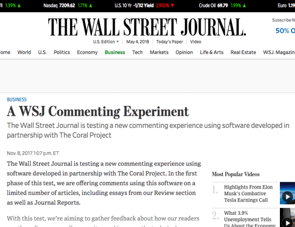 A screenshot of a WSJ.com article announcing Talk