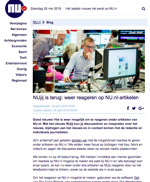 Screenshot of NU dot NL article